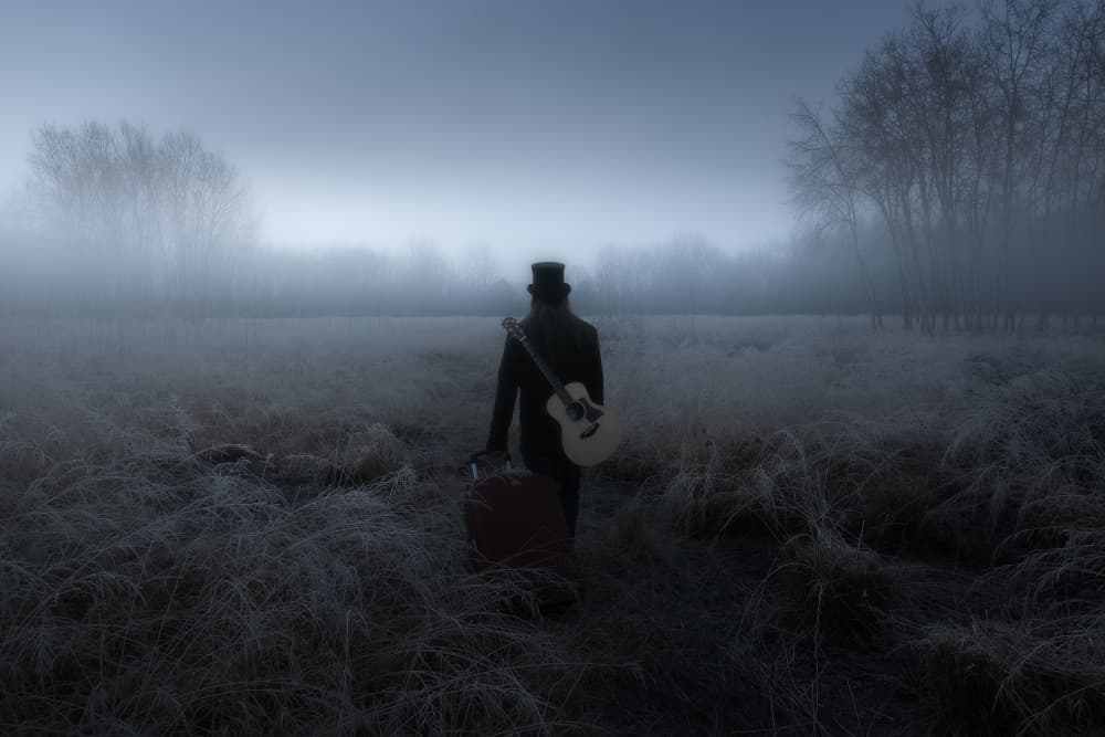 Musician's Misty Journey by Filippo Manini — canvas wall art