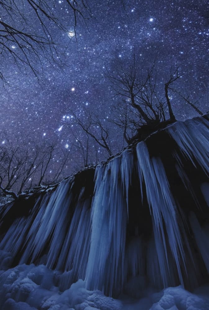 Frozen Falls Under Stars by Takanobu　Kano — canvas wall art