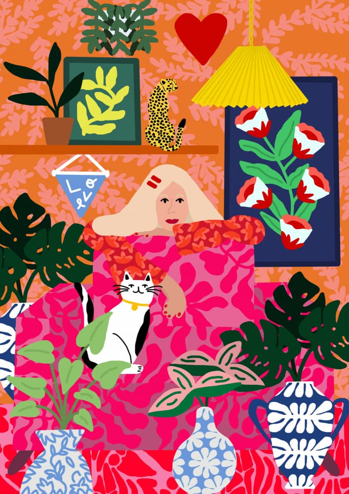 Cat Lady by Rafaela Mascaro — canvas wall art