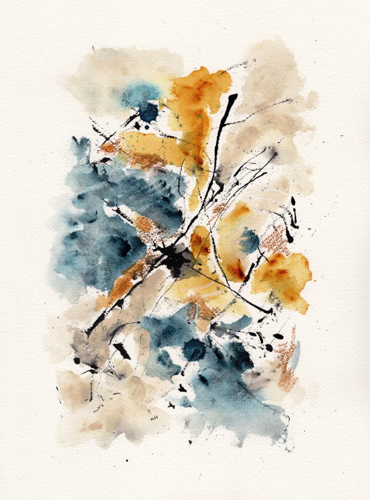 Fluid Abstract Gold Teal by Isabel Aguilar Alonso — canvas wall art