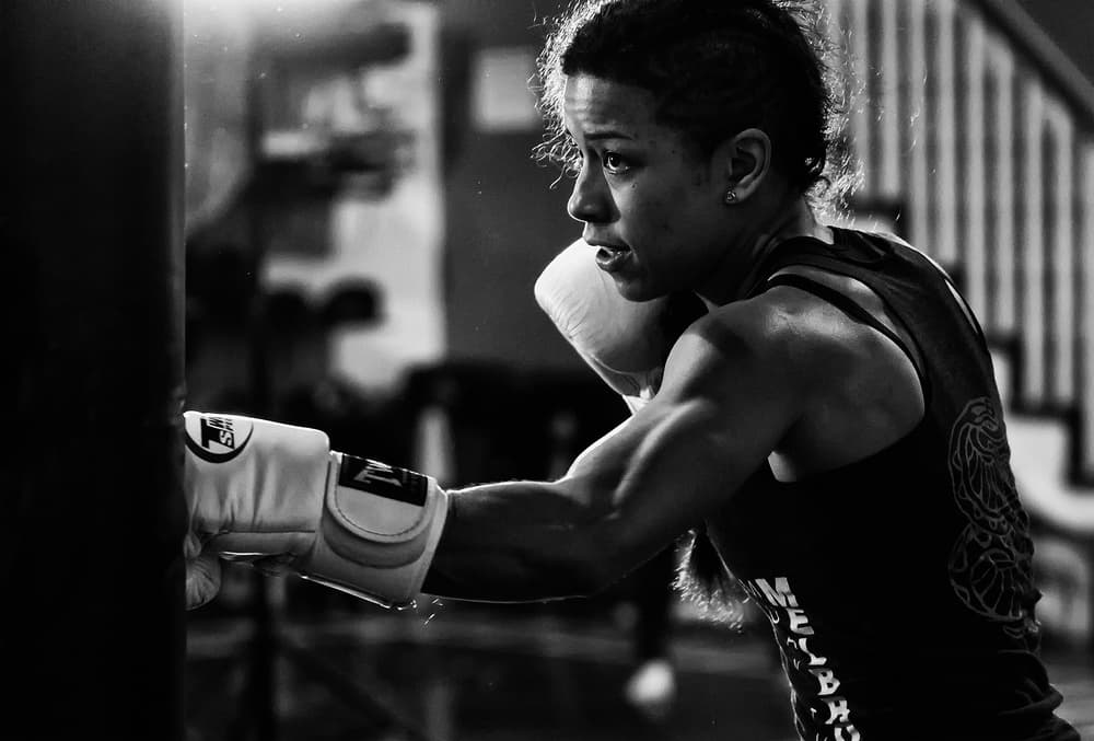 Powerful Boxing Woman by Henry Zhao — canvas wall art