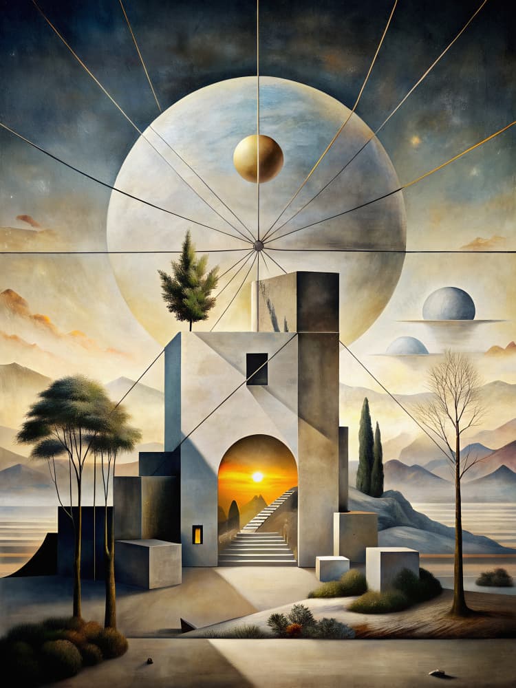 Golden Moon Gateway by Miguel Bruzual — canvas wall art