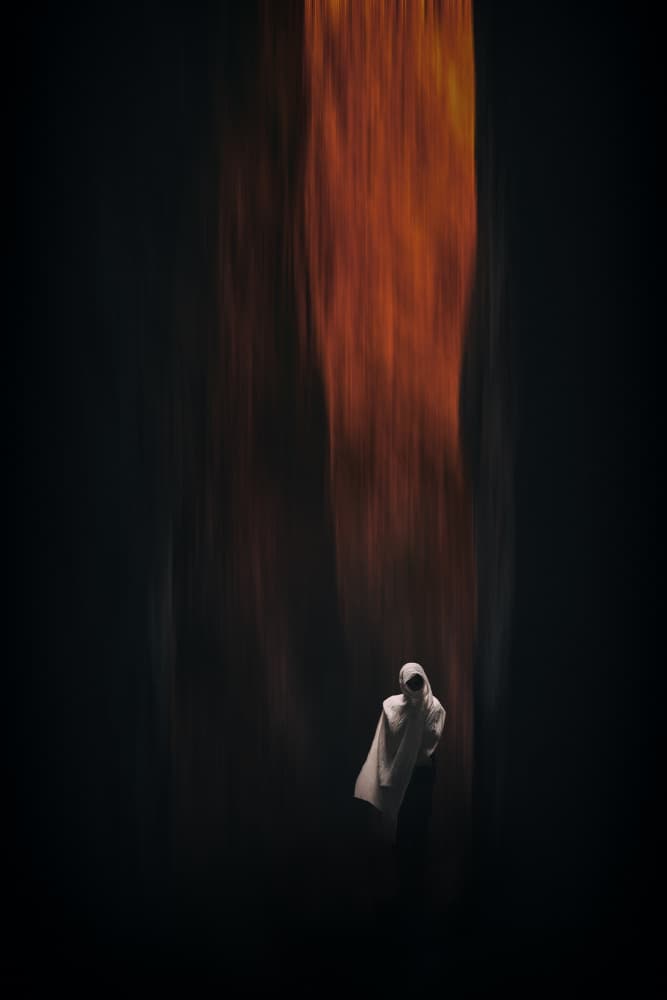Solitary Figure Fiery Light by António Carreira — canvas wall art