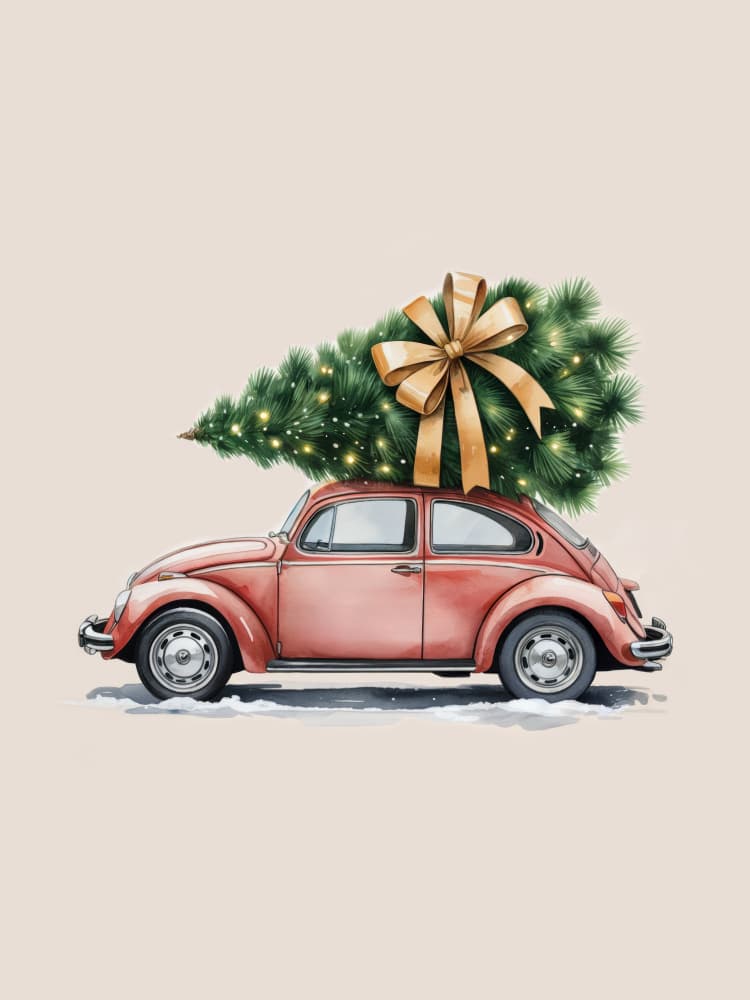 Red Beetle Christmas Tree by Andreas Magnusson — canvas wall art