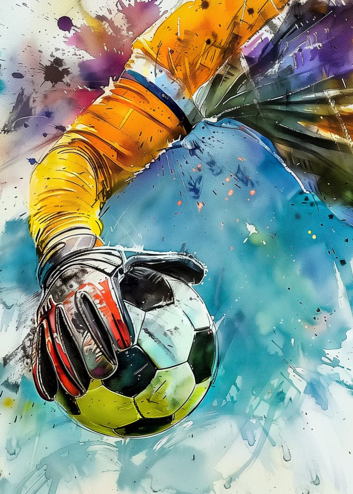 Watercolor Goalie Action by Justyna Jaszke — canvas wall art