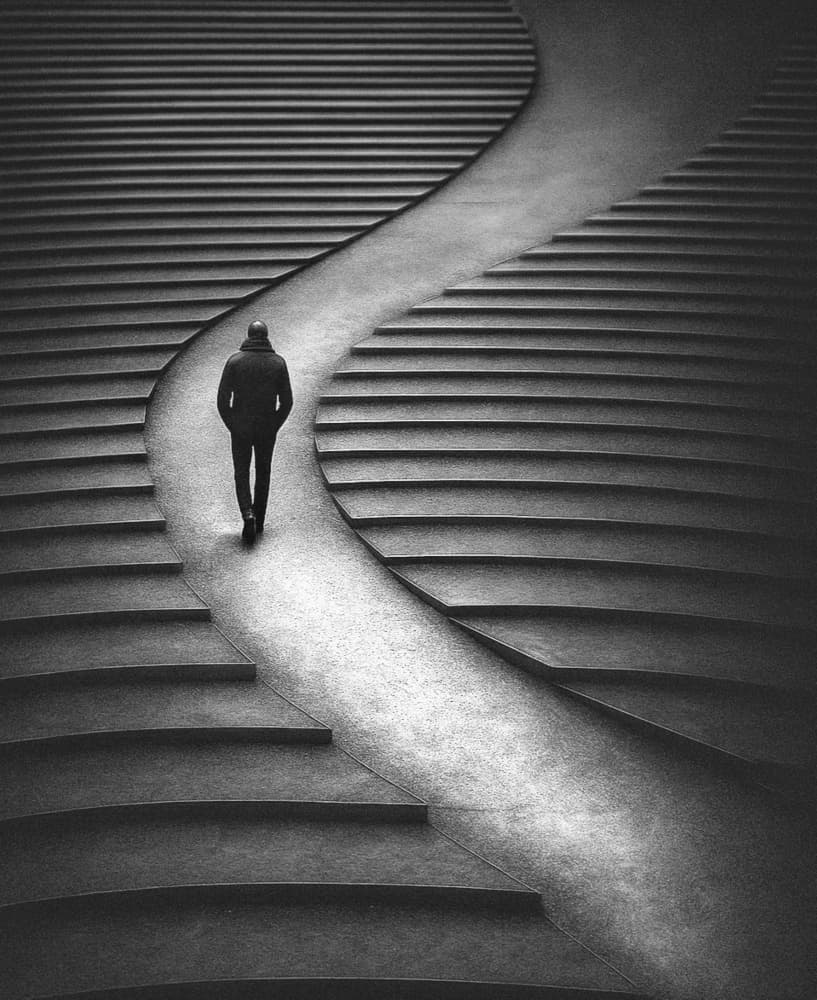 Lone Figure Ascending by Frank Bruynseraede — canvas wall art