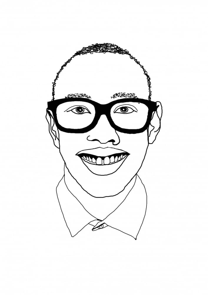 Smiling Man with Glasses by XHOZUCAN — canvas wall art
