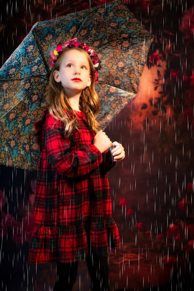 Little Girl Autumn Rain by Lee Kershaw — canvas wall art