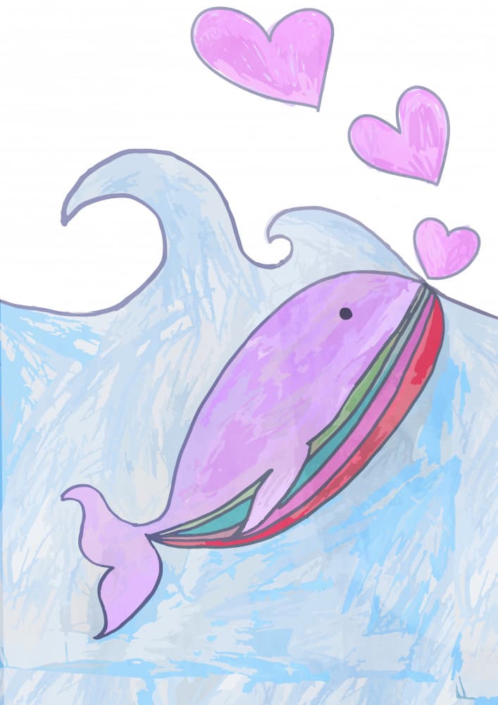 Pink Whale Love by Sarah Manovski — canvas wall art