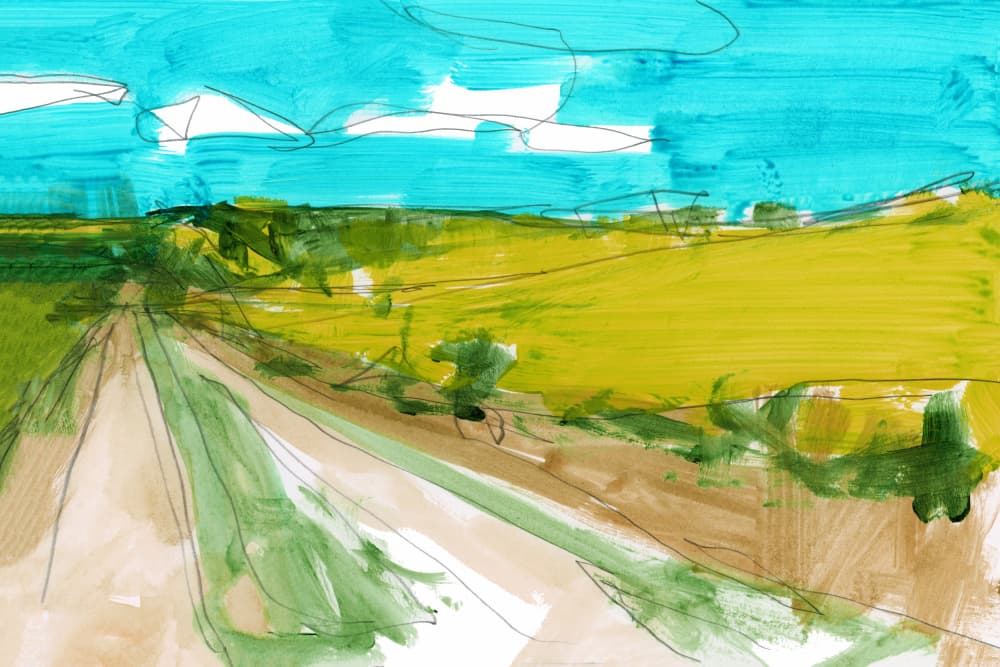 Vibrant Countryside Path by cartissi — canvas wall art