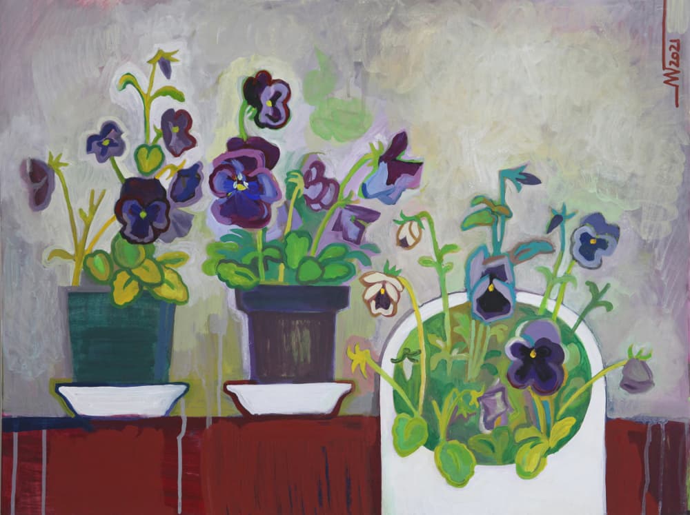 Vibrant Potted Pansies by Marina Gorkaeva — canvas wall art