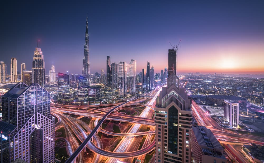 Dubai City Nightscape by yoann — canvas wall art
