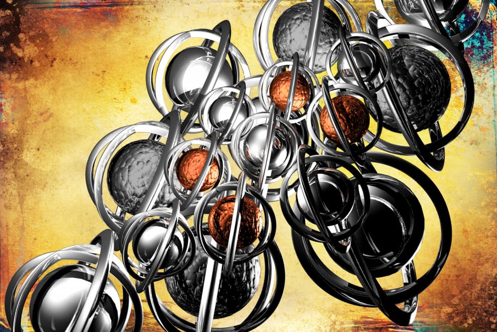 Chrome and Copper Spheres by Rafal Kulik — canvas wall art