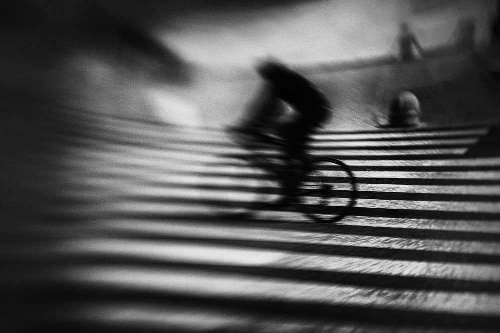 Motion Blur Cyclist by Damijan Sedevcic — canvas wall art