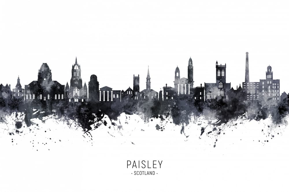 Watercolor Paisley Skyline by Michael Tompsett — canvas wall art