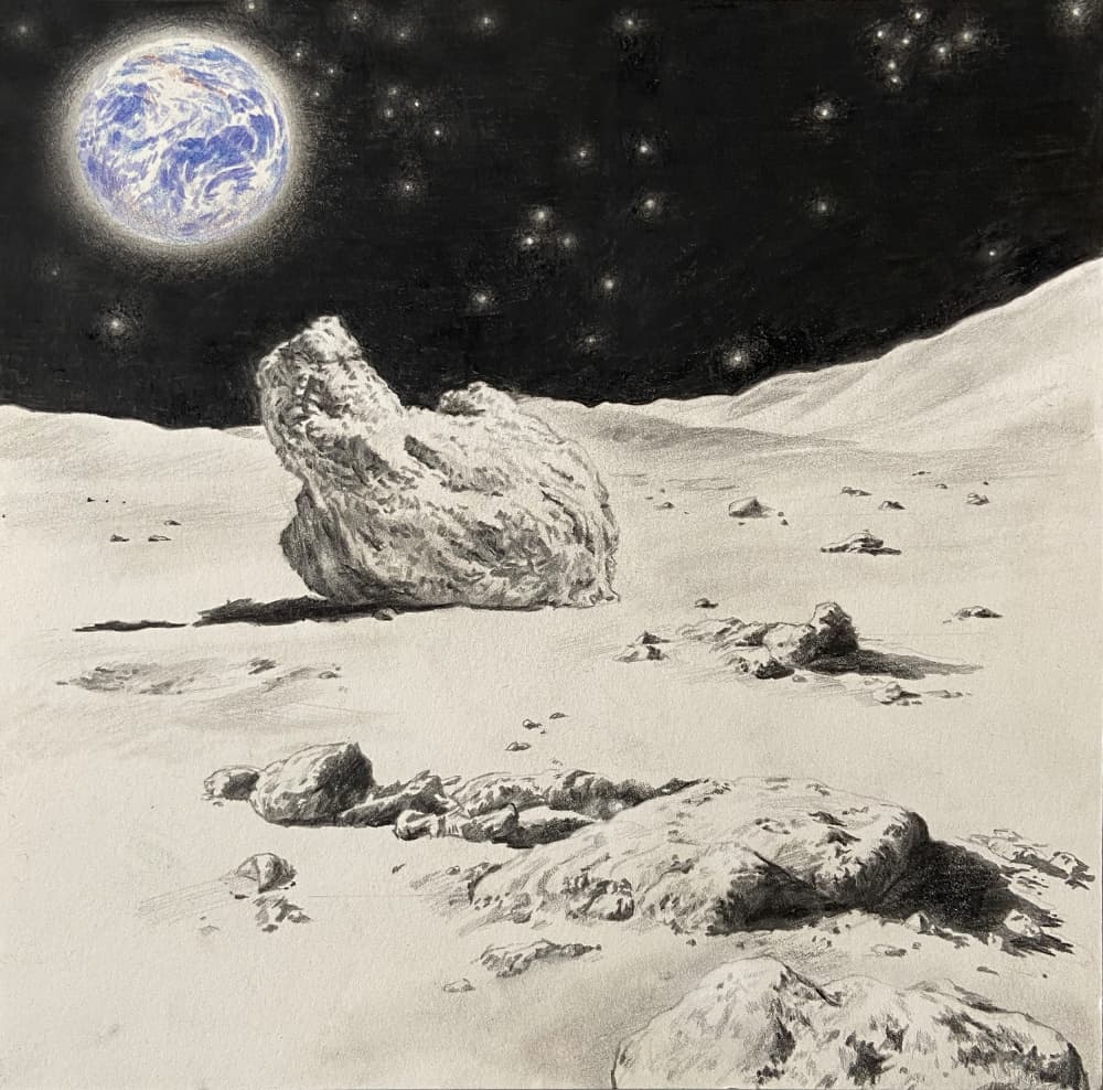Lunar Landscape Earth View by Anne Wölk — canvas wall art