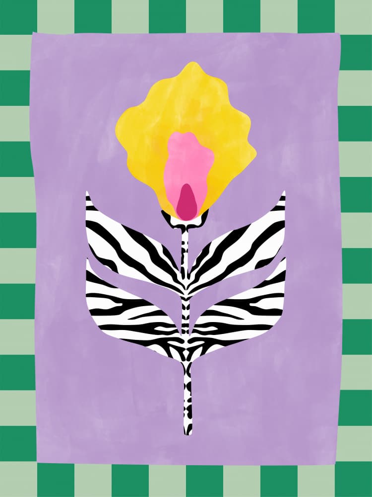 Modern Zebra Flower by Elena Ristova — canvas wall art