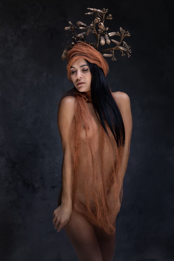 Mysterious Woman Headpiece by Joan Gil Raga — canvas wall art