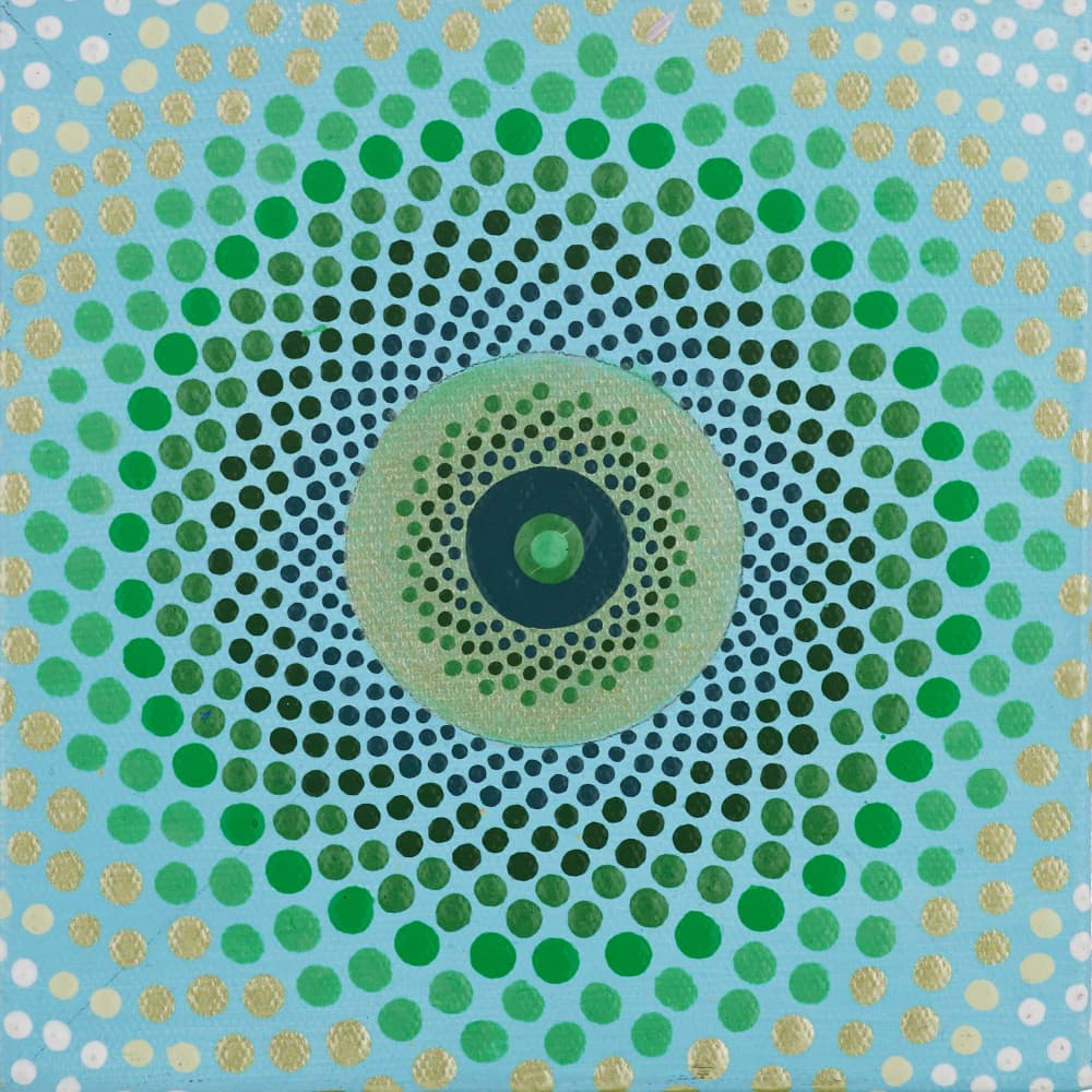 Green Dot Mandala by Amy Diener — canvas wall art