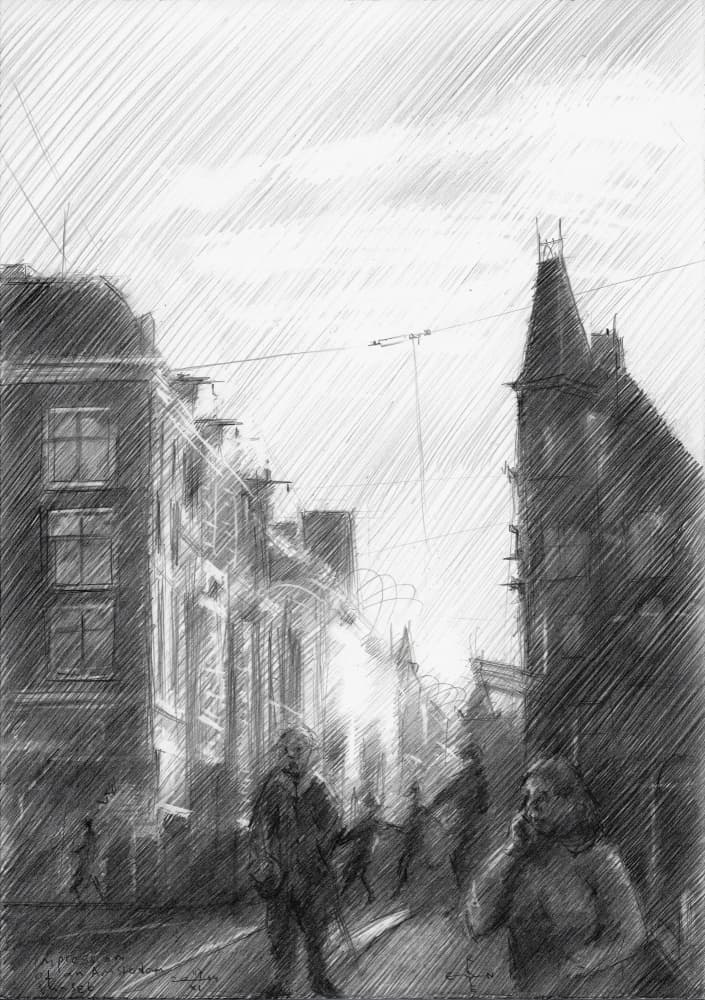 Urban Street Sketch by Corné Akkers — canvas wall art