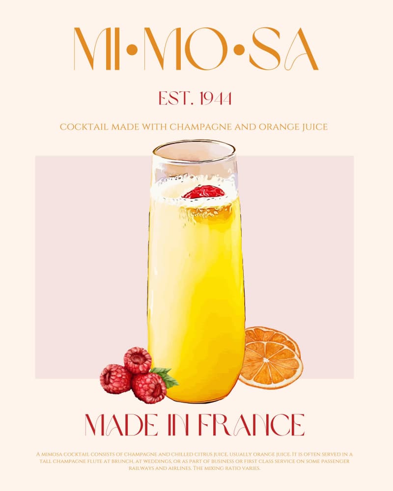 Classic Mimosa Cocktail by Nazma Khokhar — canvas wall art