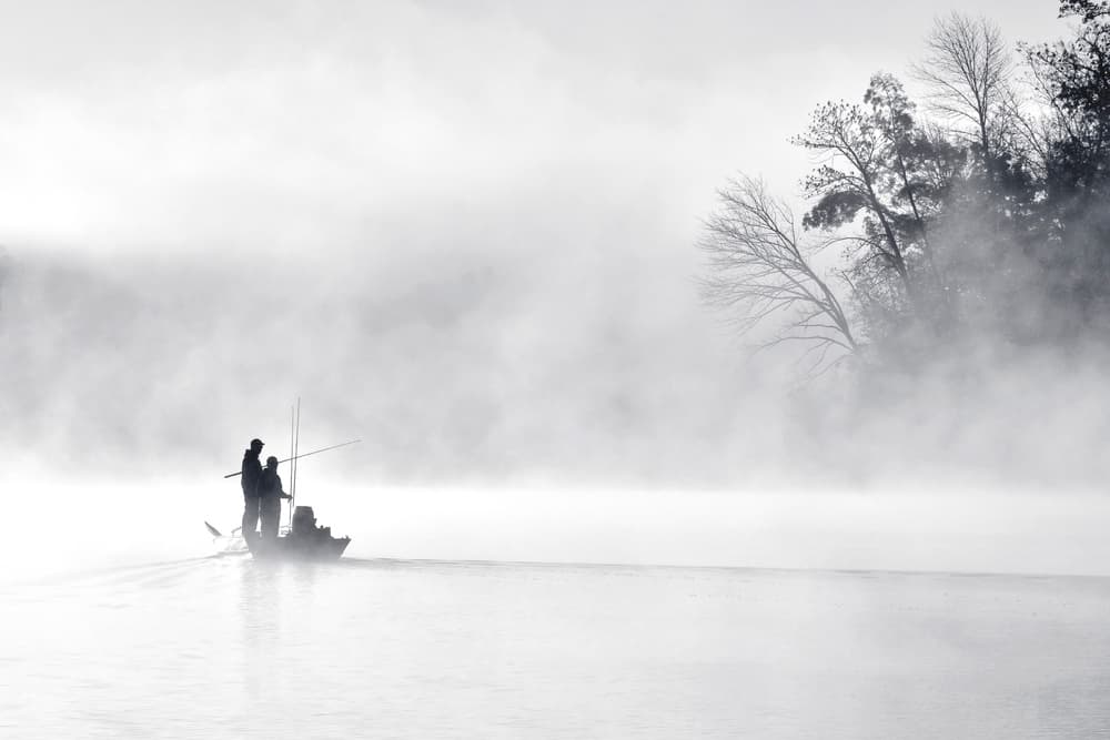 Misty Morning Fishing by Eric Zhang — canvas wall art