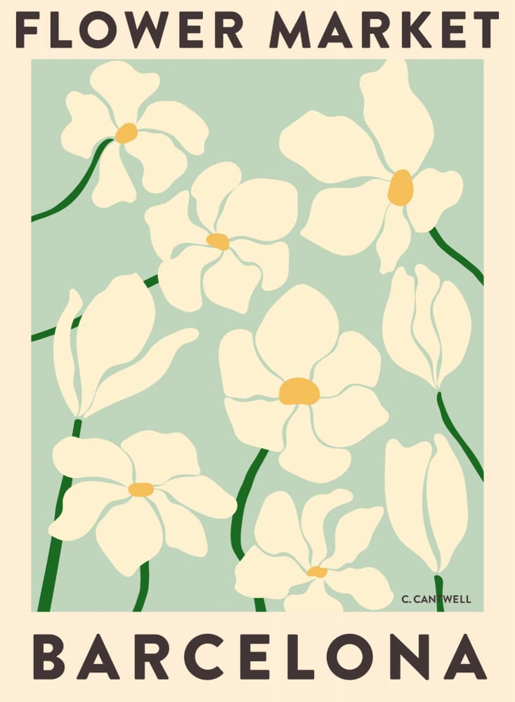 Flower Market Barcelona by Carrie Cantwell — canvas wall art