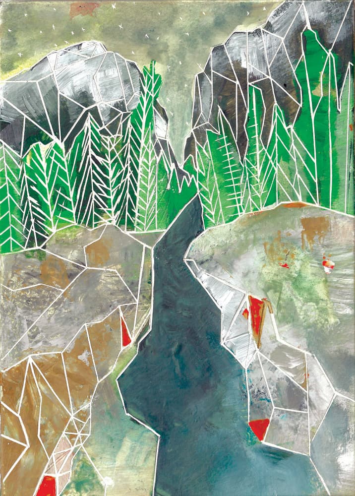 Geometric Mountain River by Sarah Fitzgerald — canvas wall art