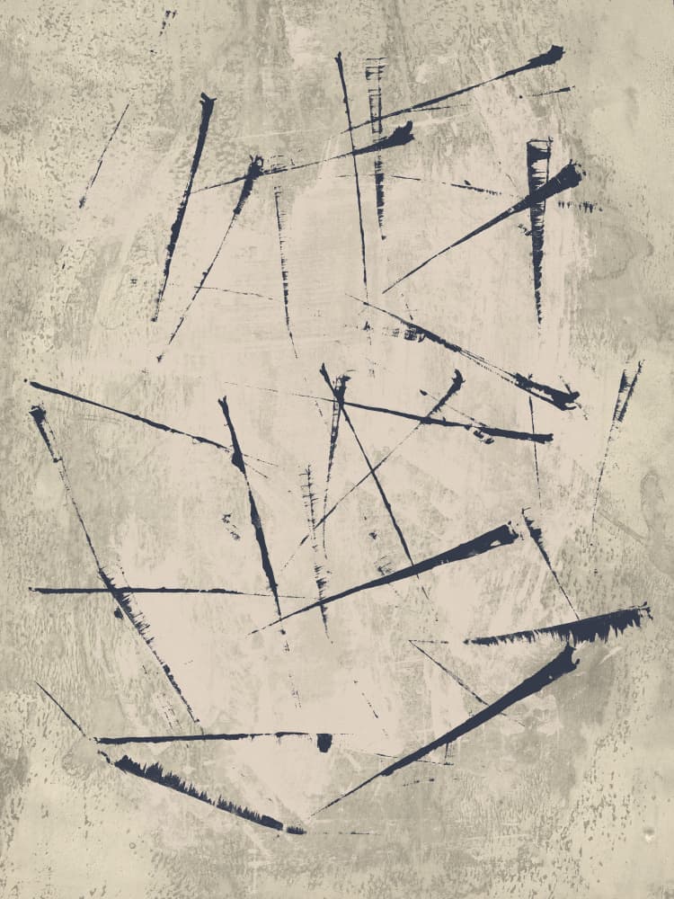 Staccato Ink Marks on Warm Gray and White