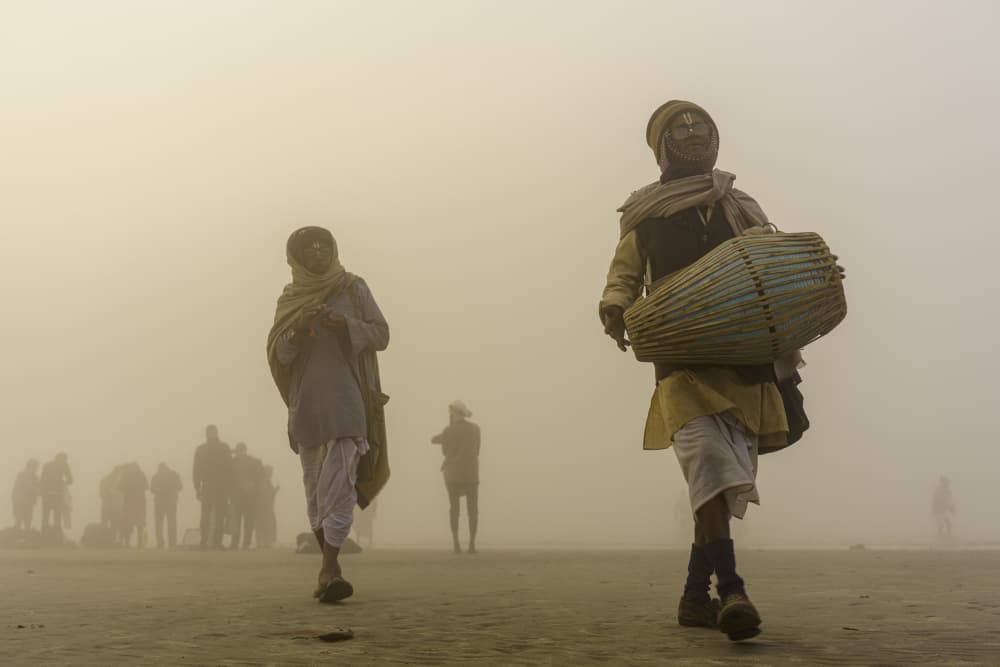 Misty Morning Devotion by Rajarshi Bhattacharjee — canvas wall art