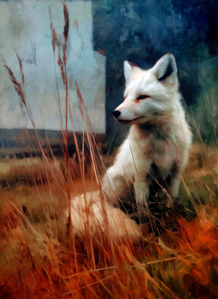 Elegant White Fox by Justyna Jaszke — canvas wall art