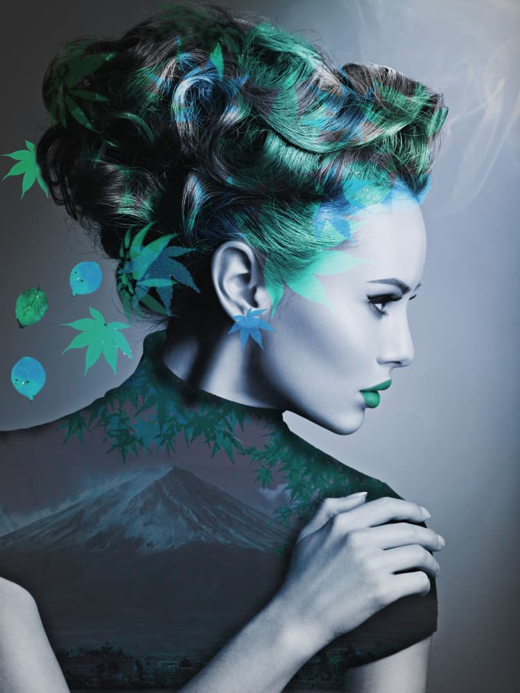 Green with leaves by Purplesunshine — canvas wall art