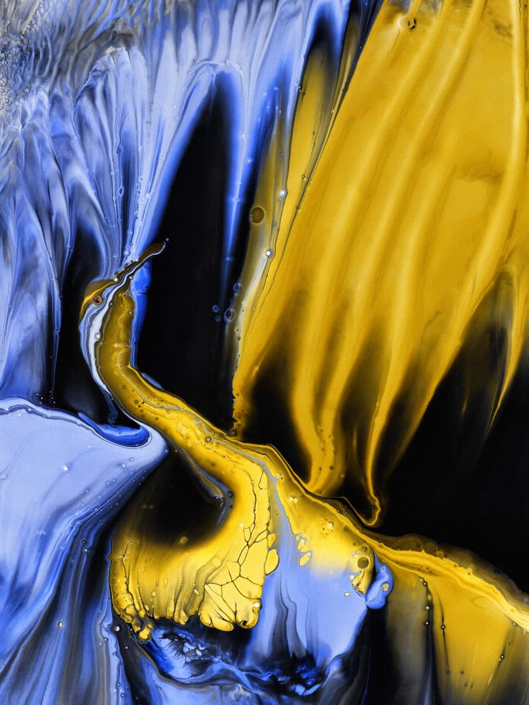 Dynamic Gold Blue Flow by Heidi Westum — canvas wall art