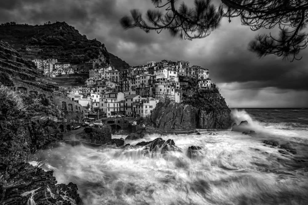 Manarola Stormy Coast by Joško Šimic — canvas wall art
