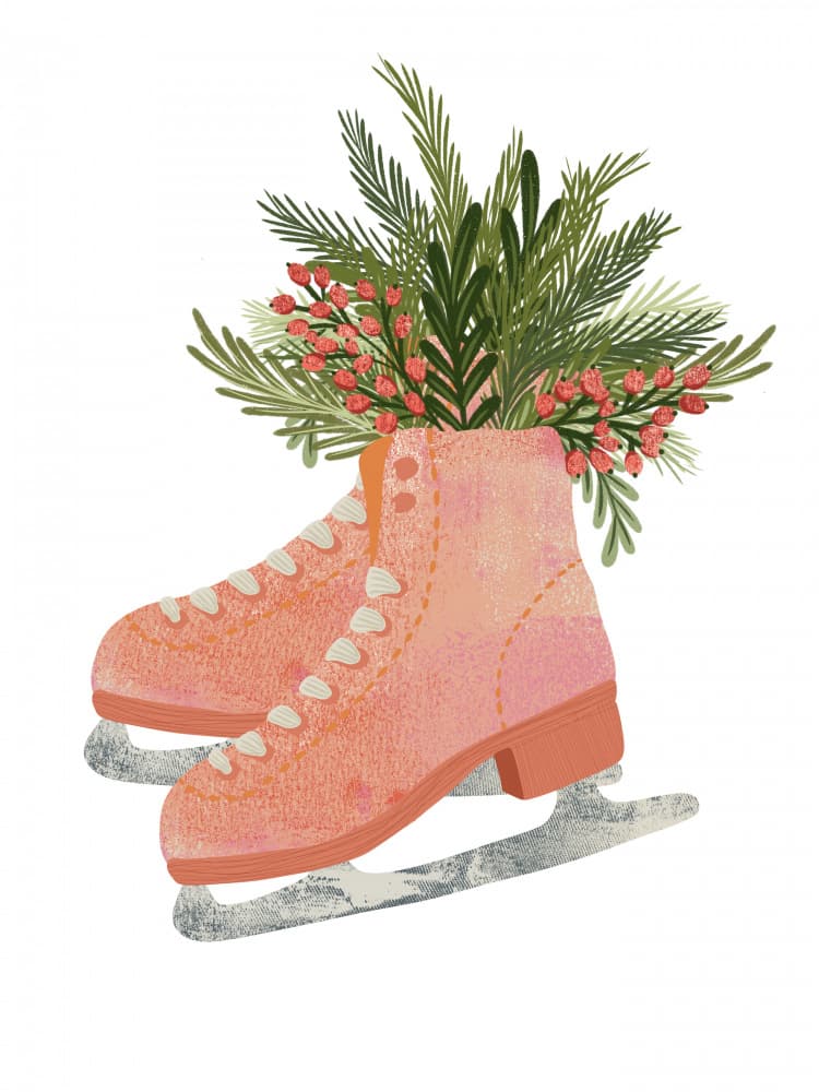 Festive Ice Skates by Nikita Jariwala — canvas wall art