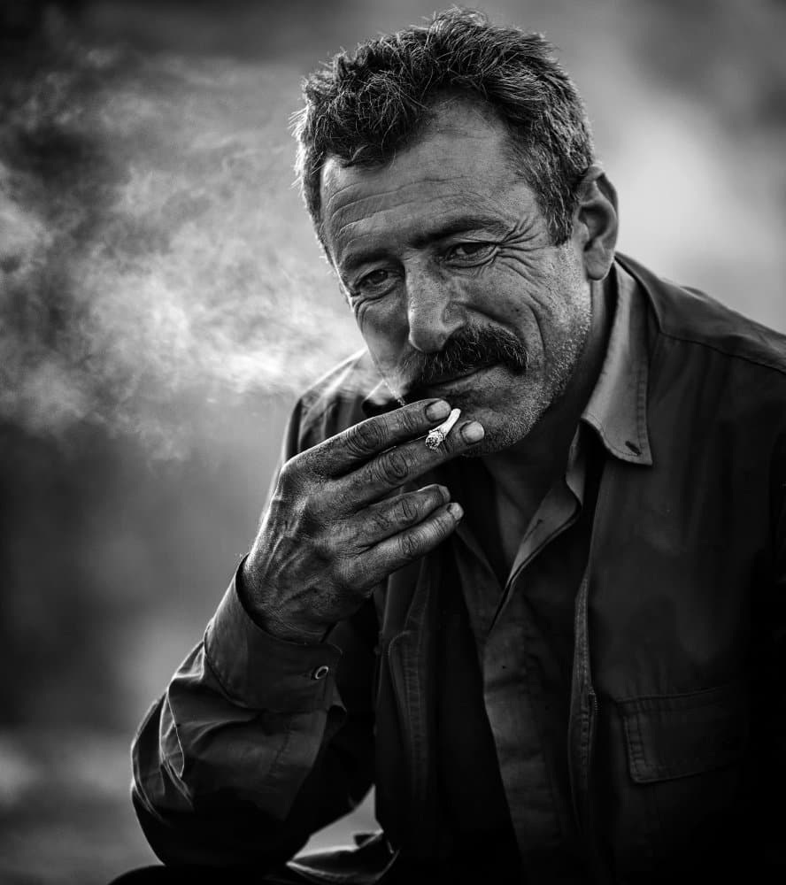 Smoking Man Portrait by durmusceylan — canvas wall art