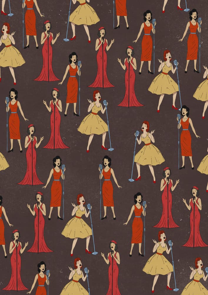 Vintage Singing Women by Nicholas — canvas wall art