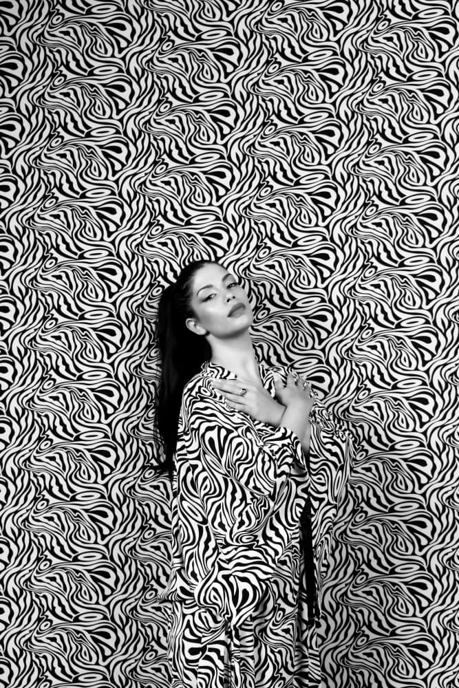 Stylish Zebra Pattern Woman by Shay Lev Ari — canvas wall art