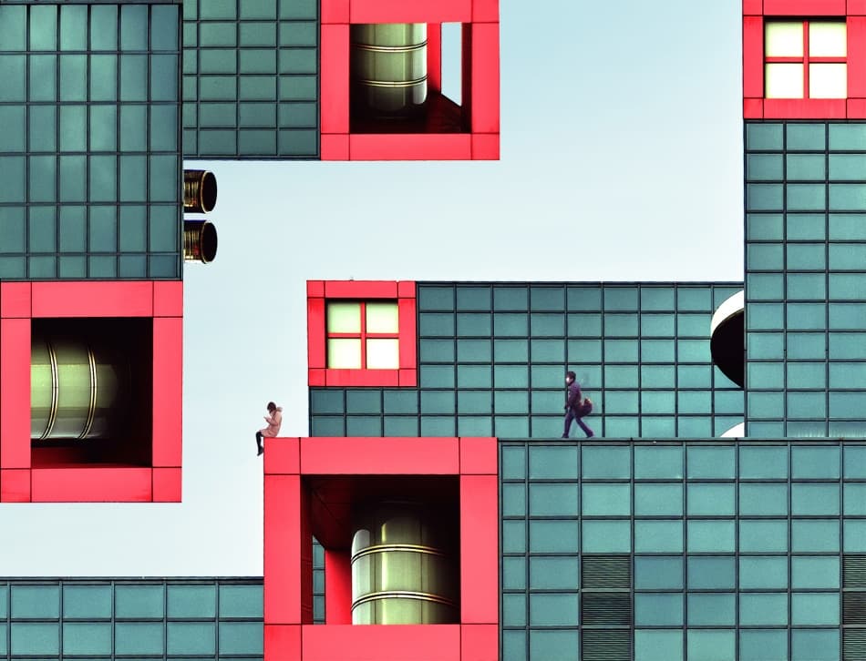 Red Geometric Life by Koji Tajima — canvas wall art