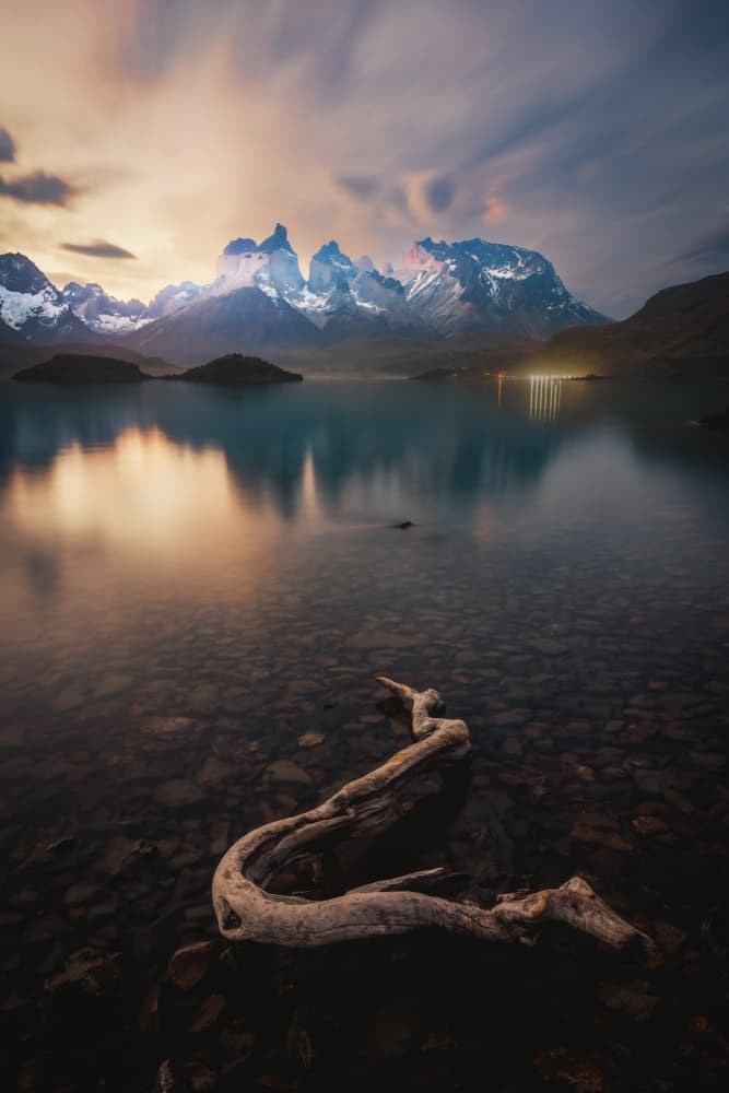 Patagonia Mountain Sunset by Gu and Hongchao — canvas wall art