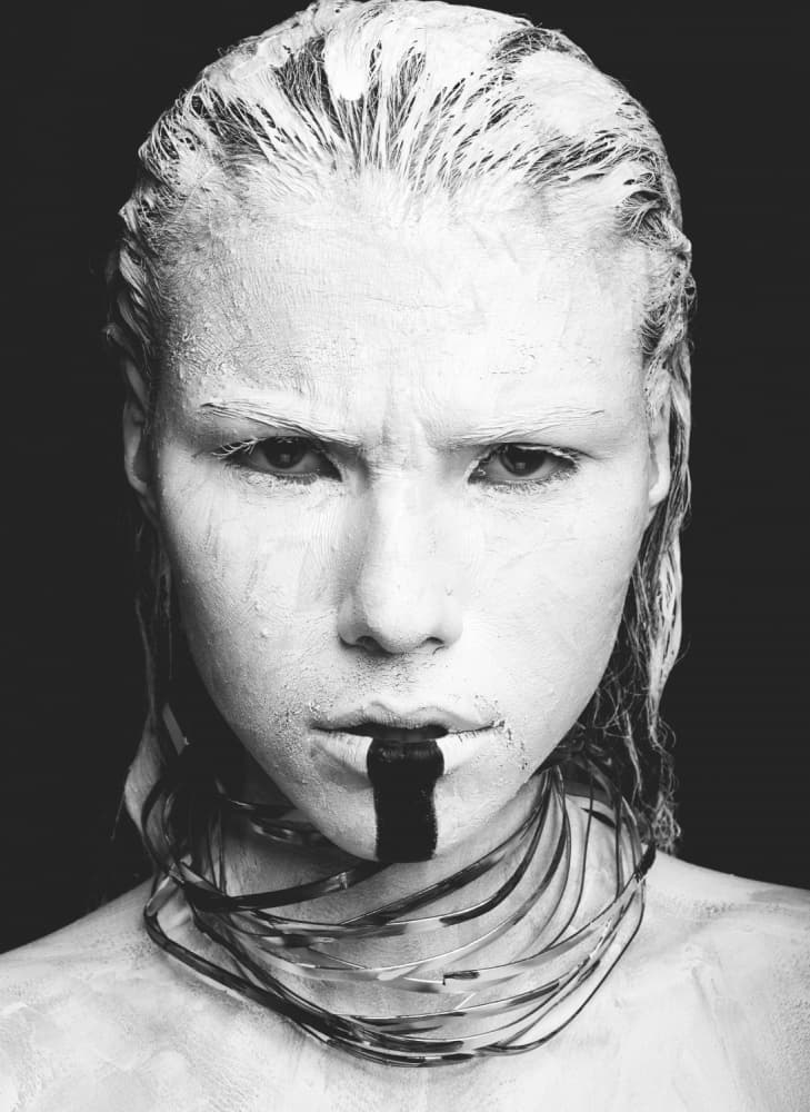 Dramatic White Face Art by Simion Adrian — canvas wall art