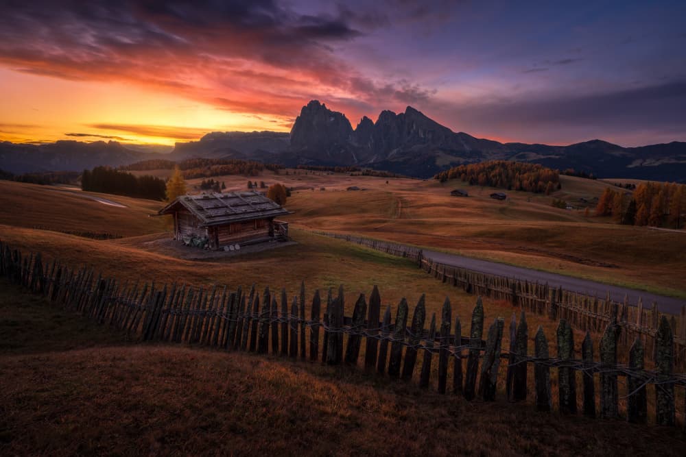 Dolomites Sunset Cabin by Ivo Mateju — canvas wall art