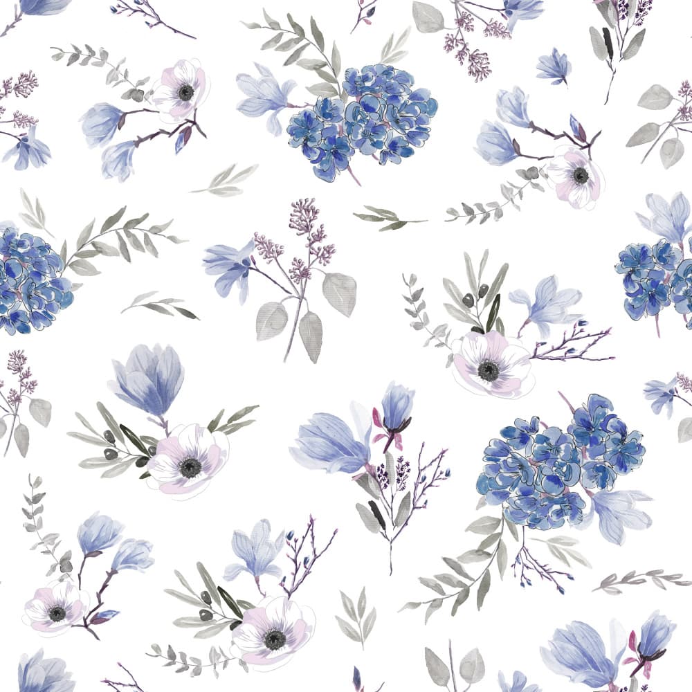 Blue Floral Pattern by Anis Illustration — canvas wall art