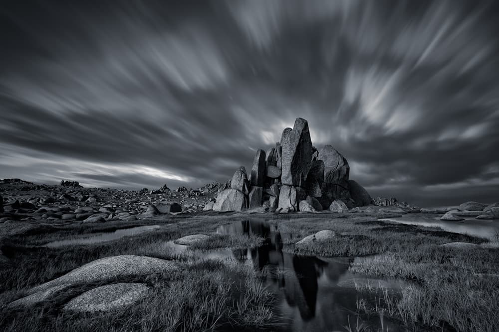 Dramatic Rock Reflections by Jingshu Zhu — canvas wall art