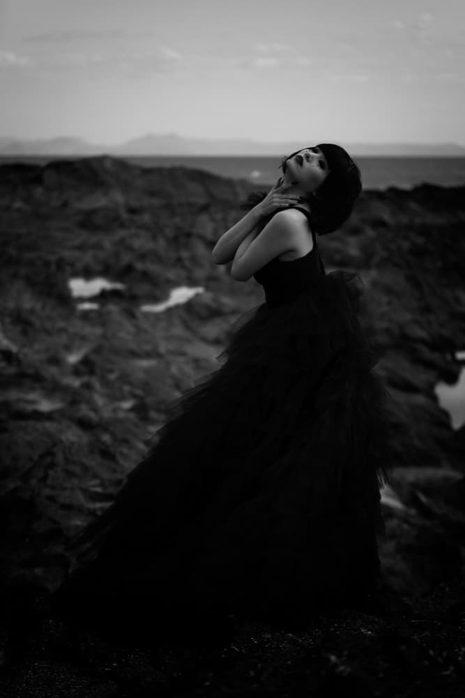 Gothic Woman Black Dress by Hiro Fukuda — canvas wall art
