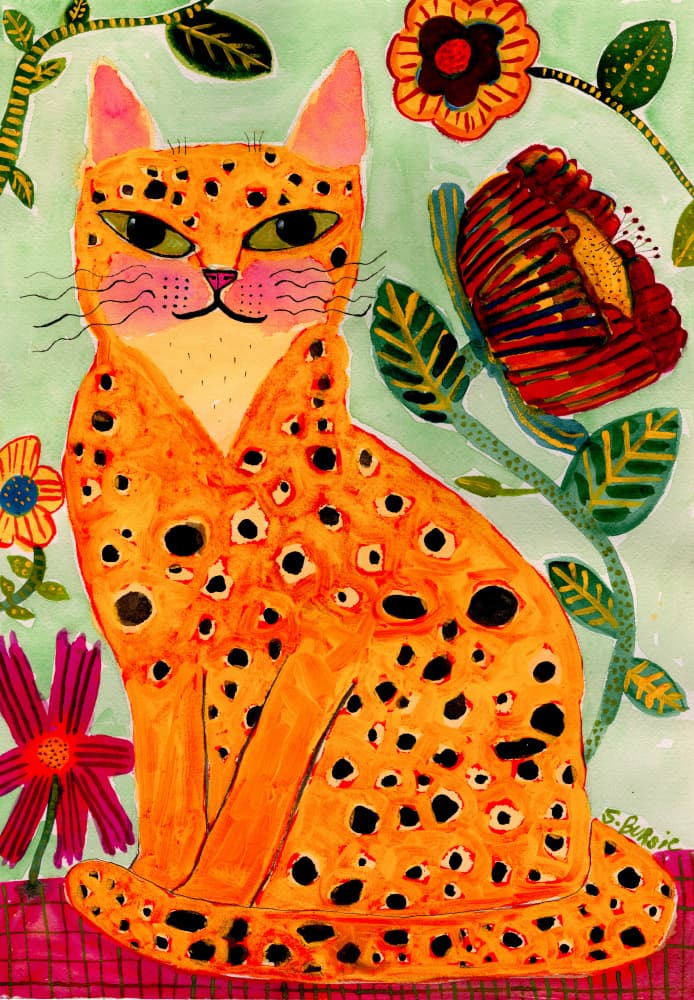 Whimsical Spotted Cat by Sharyn Bursic — canvas wall art