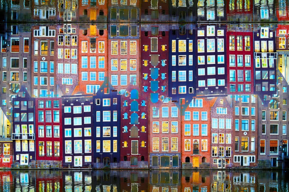 Illuminated Canal Houses by Igor Shrayer — canvas wall art