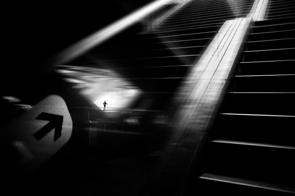 Lone Figure Upward Light by Rui Correia — canvas wall art