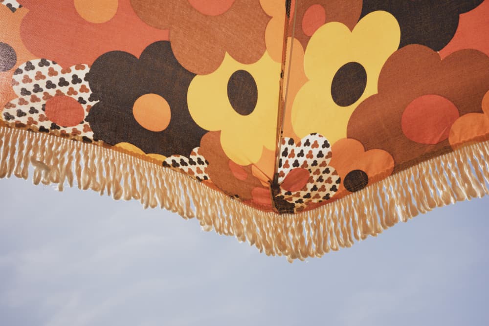 Retro Floral Umbrella by Christa Stroo — canvas wall art