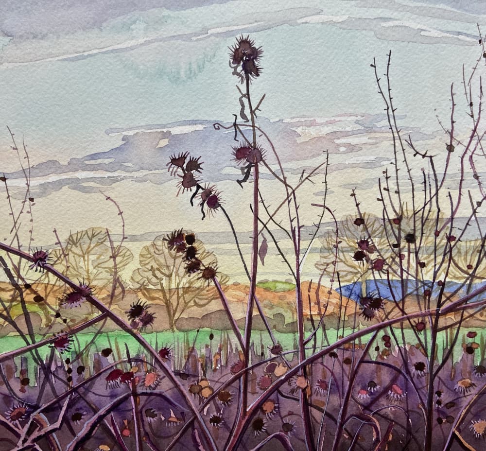 Winter Thistle Landscape by Luisa Millicent — canvas wall art